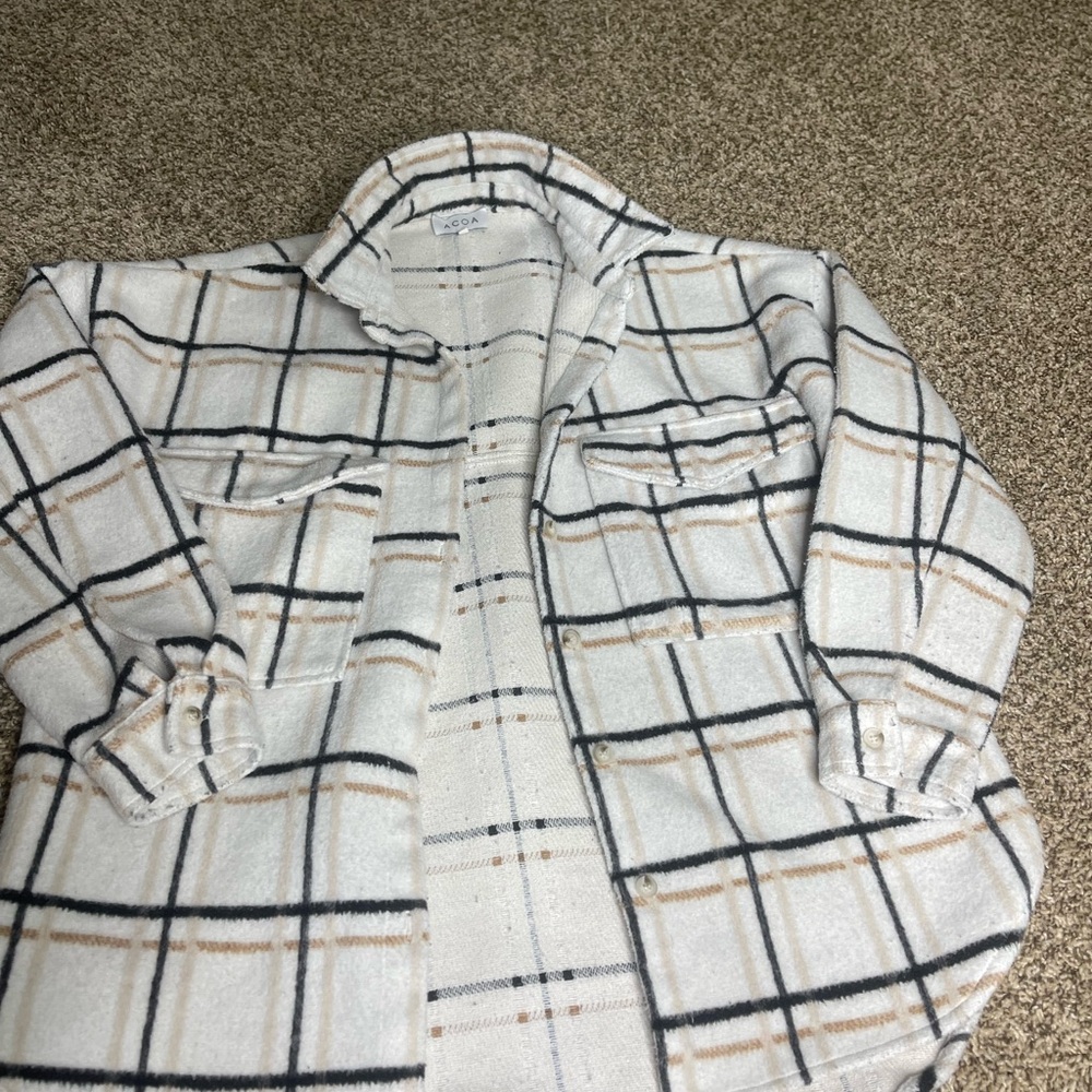 Black and White Utility Jacket with Bold Check Design